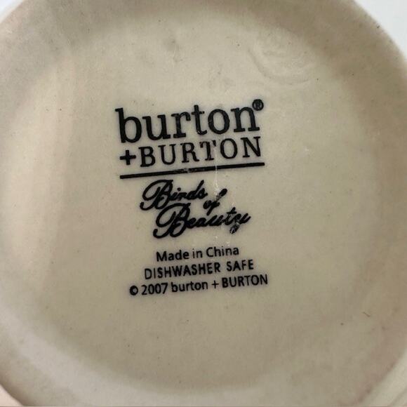 Burton & Burton Birds of Beauty Porcelain Tea Cup & Saucer Bird Center, Geo Rim - Picture 2 of 16